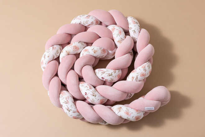 Bettschlange 3 Kordeln Boho Powder Pink Flowers
