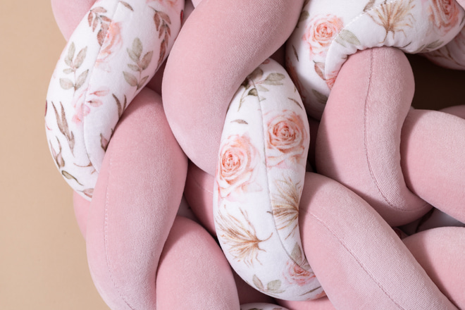 Bettschlange 3 Kordeln Boho Powder Pink Flowers
