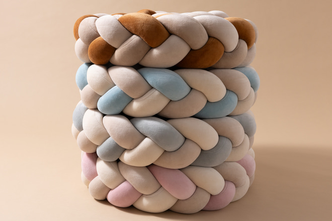 Sage Green, Almond and Beige Bed Bumper - 3 Ropes