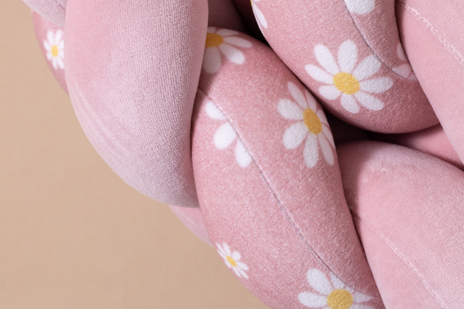Contorno de Cama 3 Cordas -Margaridas Powder Pink