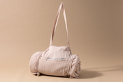 Coperta da picnic in mussola a righe beige