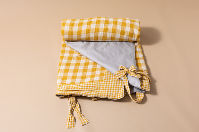 Coperta da picnic in mussola a quadretti, double face