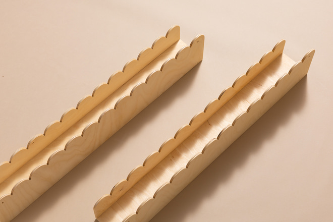 Lot de 2 étagères à Bords Festonnés  - Naturel