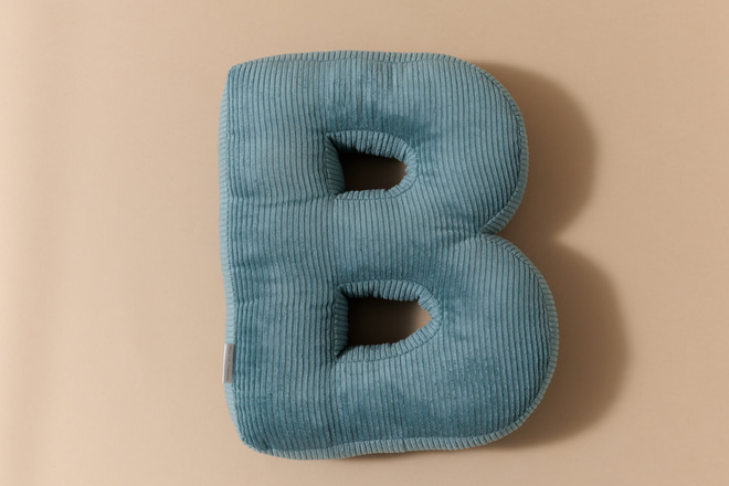 Letter Cushion B - Blue Corduroy