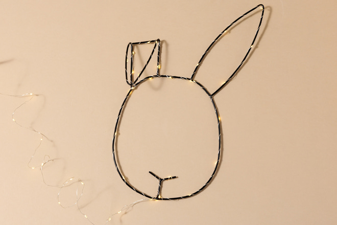 Black Metal Wire LED Light - Bunny