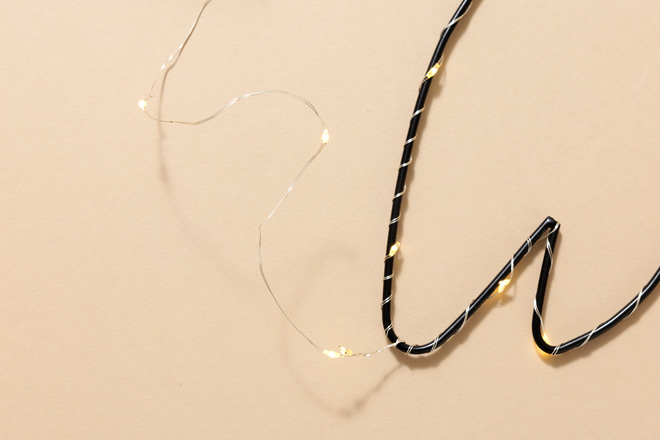 Black Metal Wire LED Light - Bird