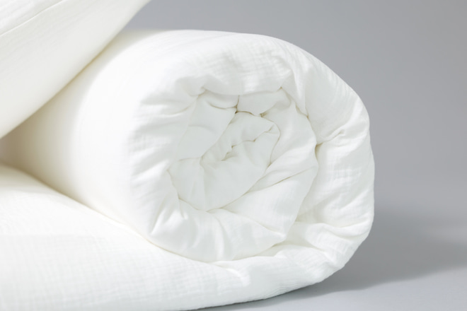 Housse de Couette et Oreiller 120x170 Mousseline de Coton - Off White