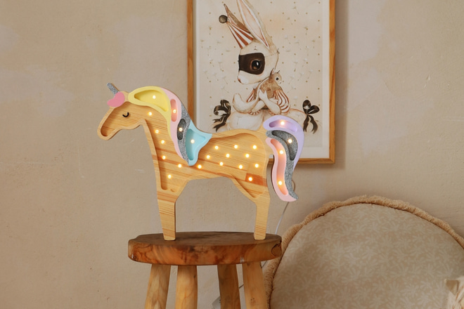 Lampada Little Lights Unicorno Rainbow Wood LED