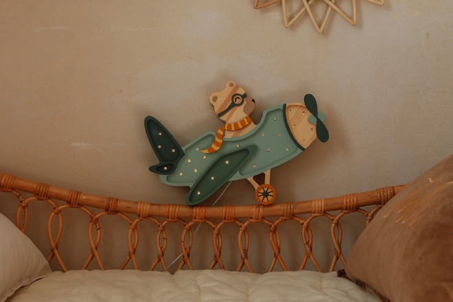 Lampe Little Lights Avion Vintage Kaki LED