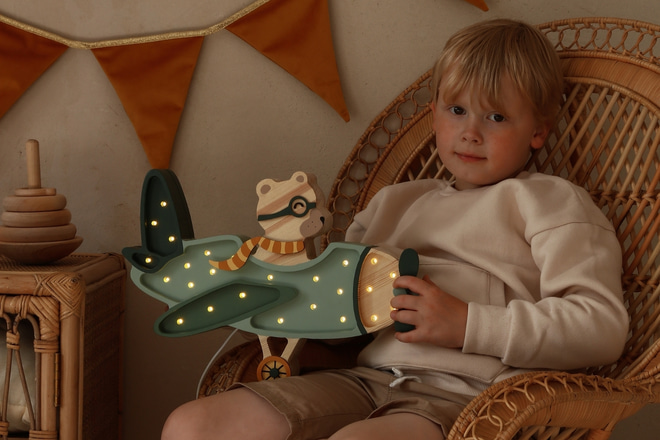 Lampe Little Lights Avion Vintage Kaki LED