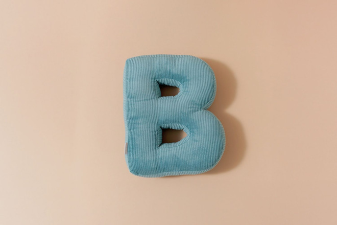 Letter Cushion B - Blue Corduroy