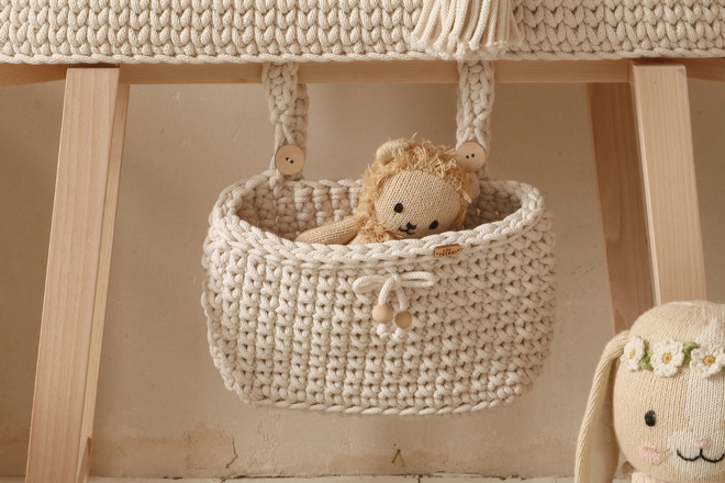 Pochette de Rangement en Crochet- Gris