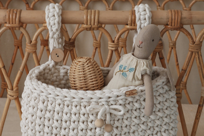 Crochet Bed Organiser - Grey