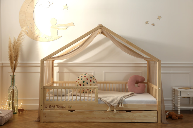 Toile de Lit Cabane Cappuccino en Tulle 