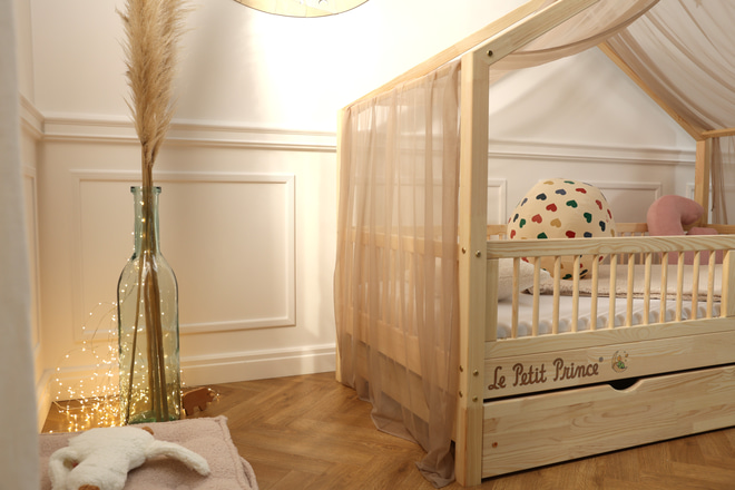 Toile de Lit Cabane Cappuccino en Tulle 