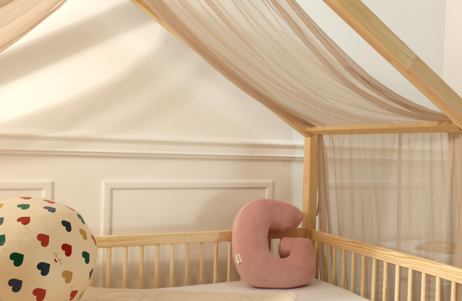 Toile de Lit Cabane Cappuccino en Tulle 