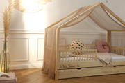 Toile de Lit Cabane Cappuccino en Tulle 