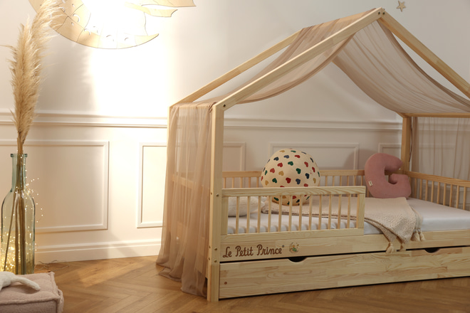 Toile de Lit Cabane Cappuccino en Tulle 