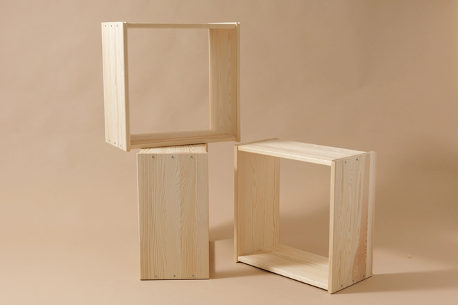 Set of 3 Wooden Storage Cubes - White