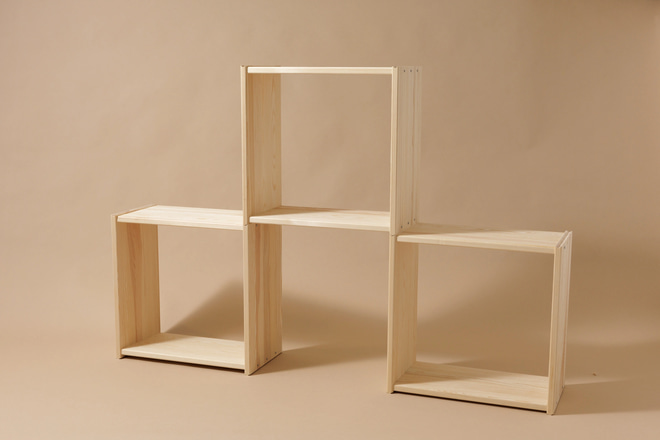 Set aus 3 Holzwürfel zur Aufbewahrung