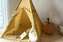 Tipi em Musselina Xadrez com Tapete - Mel