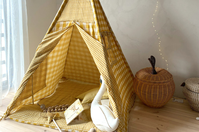 Tipi aus Double-Face-Musselin mit Teppich - Honig