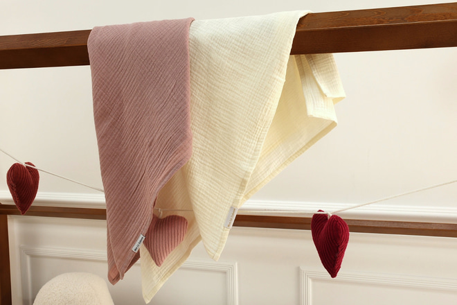 Set 2 2 Musselin-Tüchern - Beige und Creme