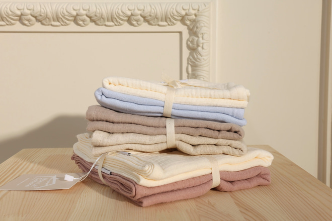 Lot de 2 Langes en Mousseline - Baby Blue et Vanille