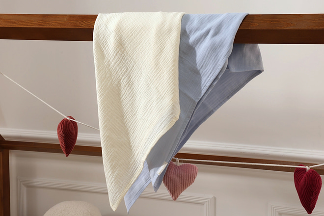 Set 2 2 Musselin-Tüchern - Beige und Creme