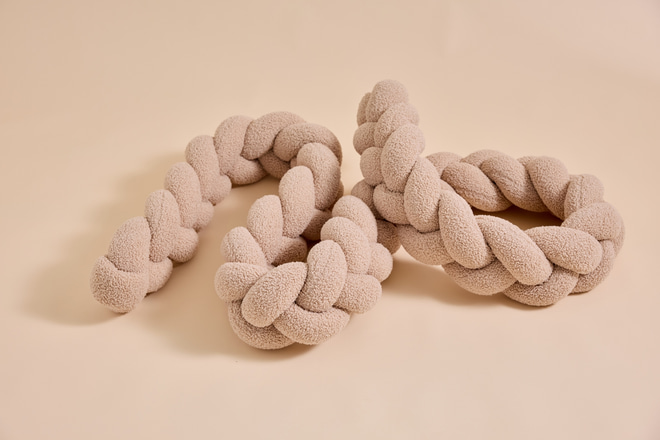 Bettschlange 3 Kordeln Pfirsich Boucle