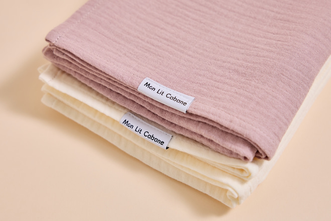 Lot de 2 Langes en Mousseline - Rose Poudré et Vanille