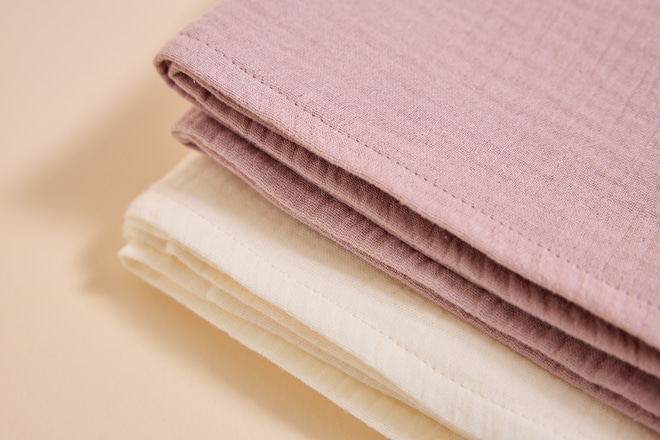 Lot de 2 Langes en Mousseline - Rose Poudré et Vanille