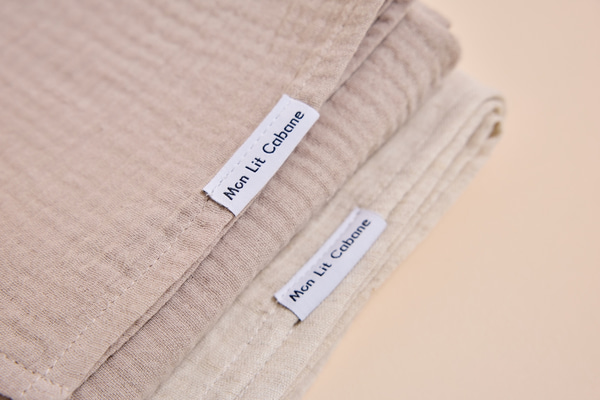 Set of 2 Muslin Cloths - Beige and Natural Linen