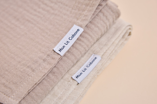 Set 2 Salviette in Mussola - Beige e Lino Naturale