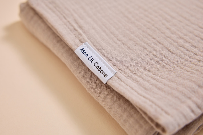 Lot de 2 Langes en Mousseline - Beige et Lin Naturel