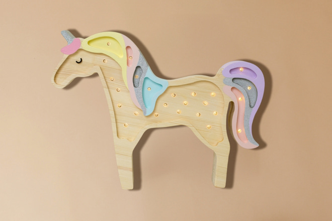 Lampada Little Lights Unicorno Rainbow Wood LED