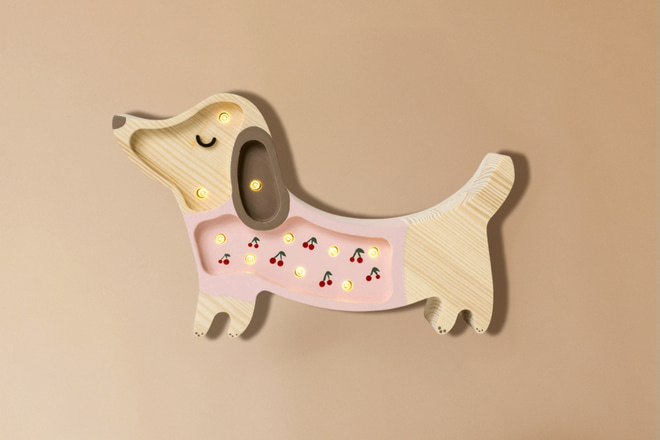 Lampada Little Lights Bassotto con Ciliegie - Rosa LED