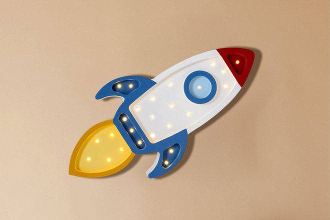 Dekolampe Rakete Galactic White Little Lights