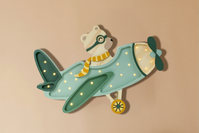 Lâmpada LED Avião Vintage Cáqui Little Lights