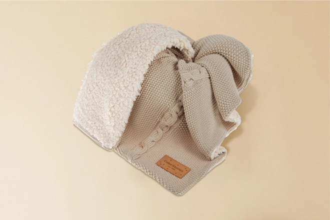 Warme Boucle-Decke aus Baumwolle - Cappuccino Warme Boucle-Decke aus Baumwolle - Cappuccino