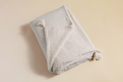 Double Sided Cotton Muslin and Boucle Blanket - Natural