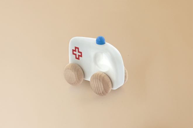 Jouets En Bois - Set de Véhicules d'Urgence