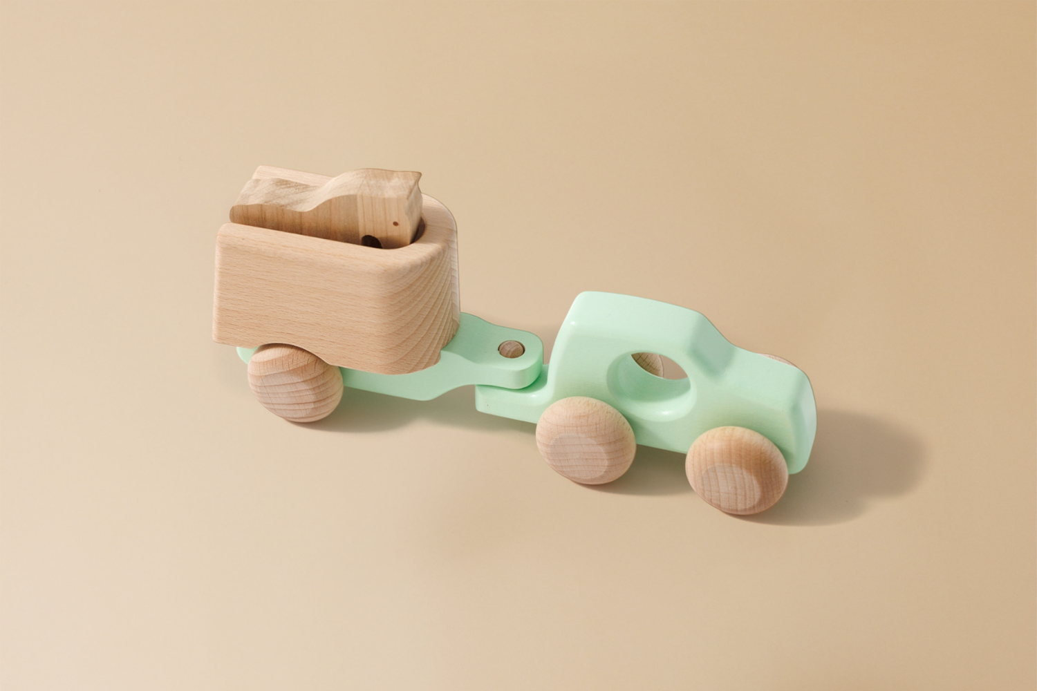 Jouet en bois - Voiture Remorque avec Cheval en bois Jouet en bois - Voiture Remorque avec Cheval en bois