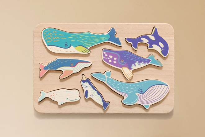 Jouet En Bois - Trieur Famille de Baleine Jouet En Bois - Trieur Famille de Baleine