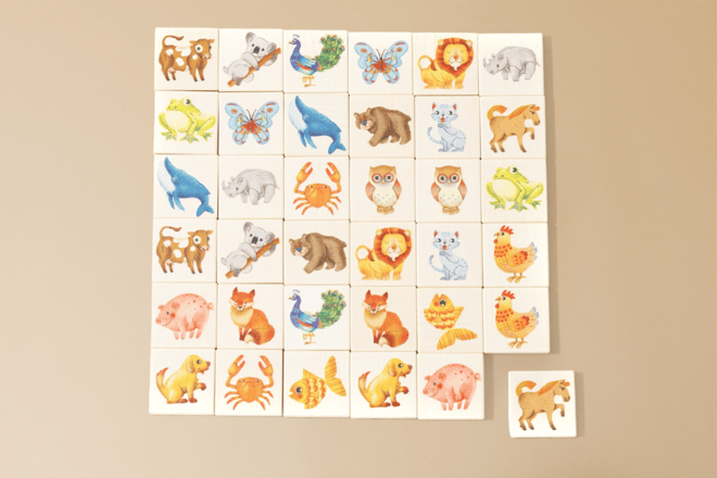 Jouet En Bois - Jeu de Mémoire Animaux