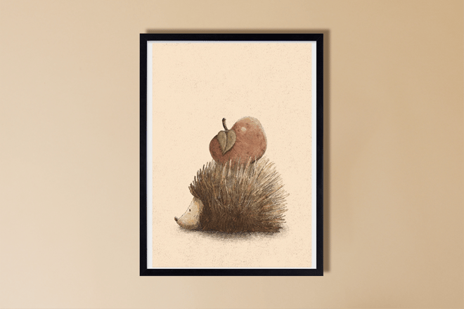 Affiche Hérisson et Pomme - Vintage Affiche Hérisson et Pomme - Vintage