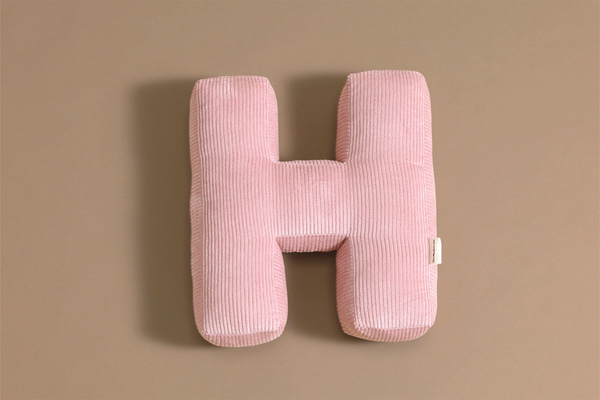 Buchstaben-Kissen H - Rosa Kord