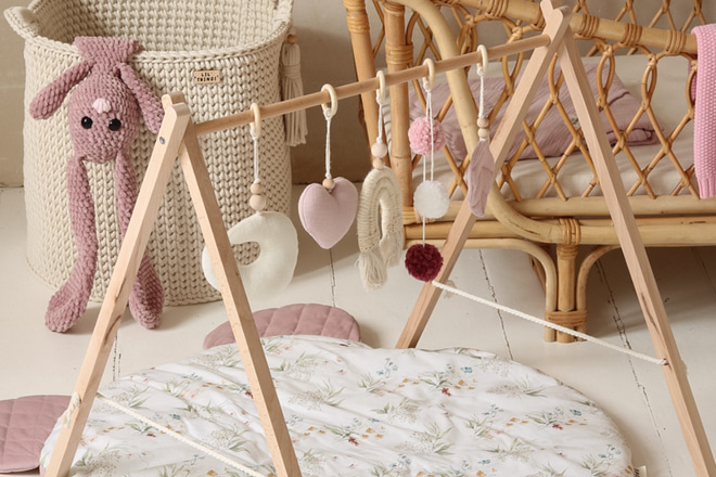 Wooden Baby Gym - Pink