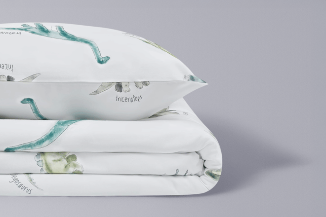 Set letto Dinosauri in raso di cotone 140x200cm
