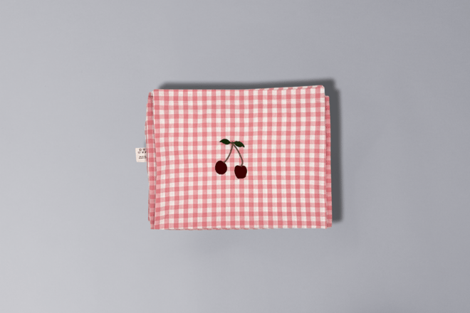 Checkered Cherry Duvet Set Pink 140x200